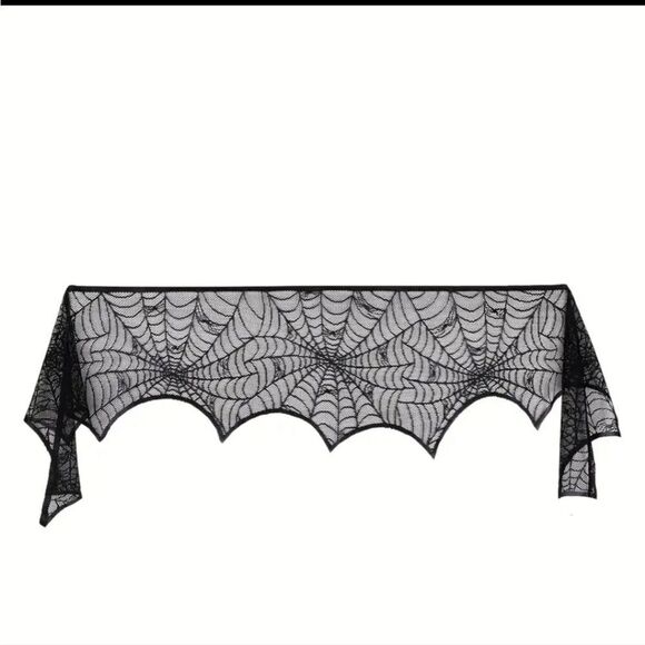 New Lace Spiderweb scalloped Halloween Mantel or over door decor - Picture 4 of 9